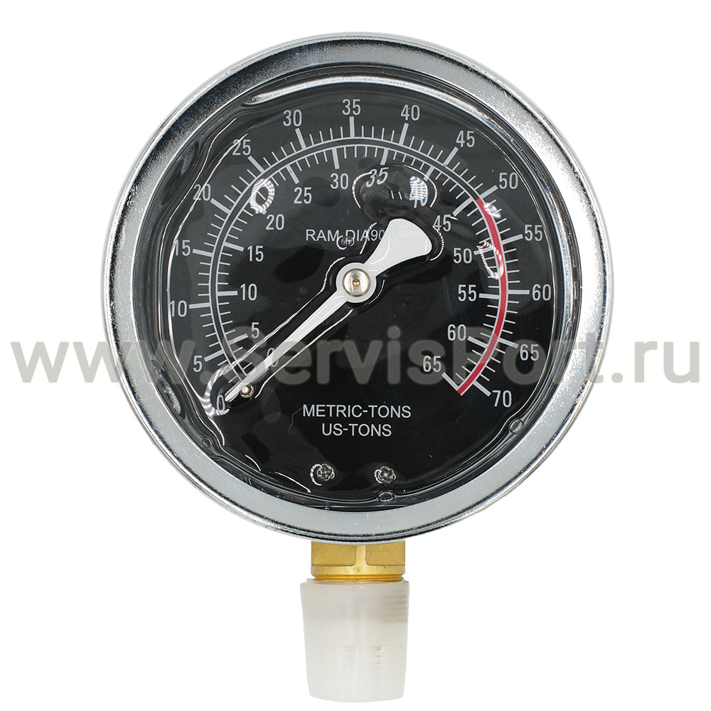Манометр для гидравлического пресса 50 тонн (ф90мм) фото